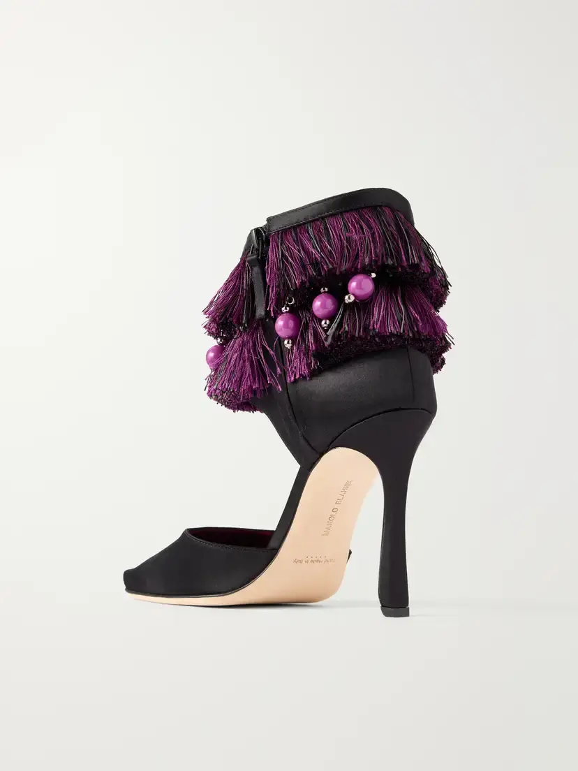 Manolo Blahnik Sorolla 105 Fringed Bead-embellished Satin Pumps | Thumbnail 3 Manolo Blahnik Sorolla 105 Fringed Bead-embellished Satin Pumps | Thumbnail 3