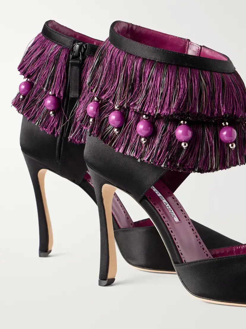 Manolo Blahnik Sorolla 105 Fringed Bead-embellished Satin Pumps | Thumbnail 5 Manolo Blahnik Sorolla 105 Fringed Bead-embellished Satin Pumps | Thumbnail 5