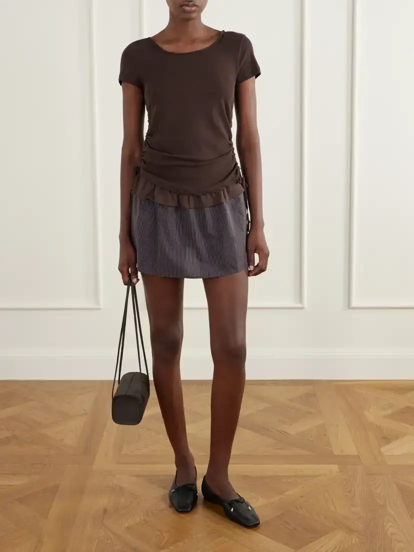 Deiji Studios Flounce Striped-organic Cotton Mini Skirt | Thumbnail 2 Deiji Studios Flounce Striped-organic Cotton Mini Skirt | Thumbnail 2
