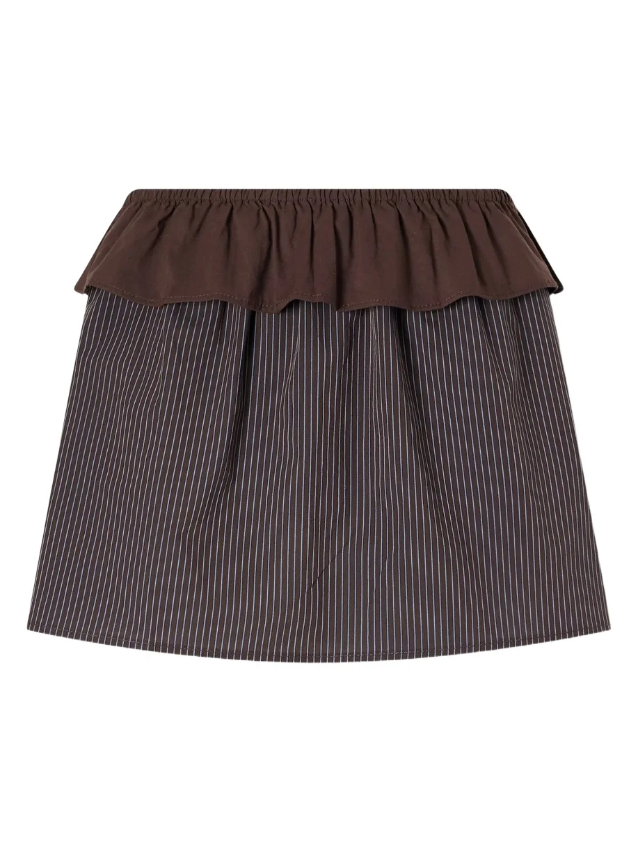 Deiji Studios Flounce Striped-organic Cotton Mini Skirt
