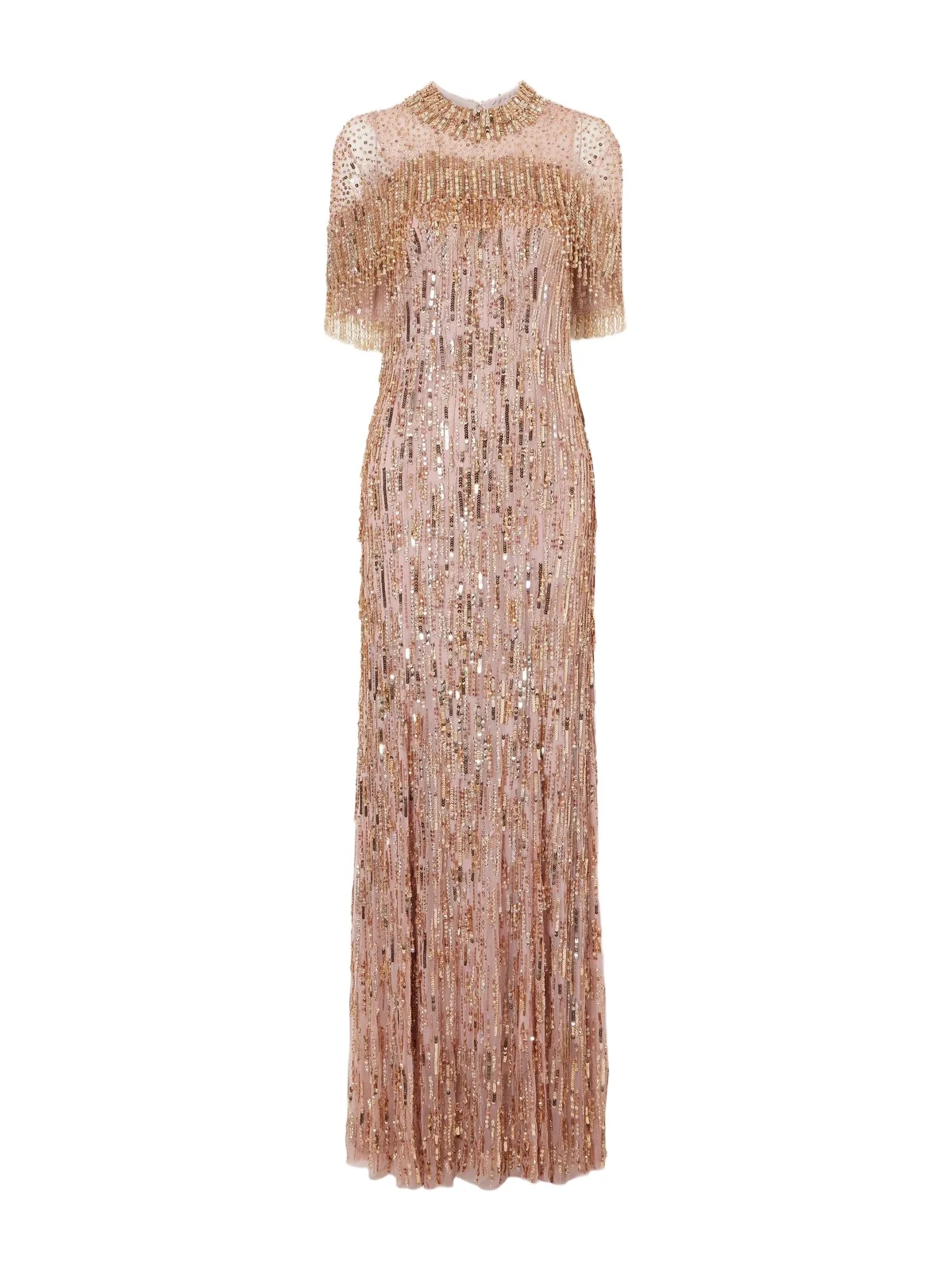 Jenny Packham Leia Cape-detailed Sequin-embellished Gown