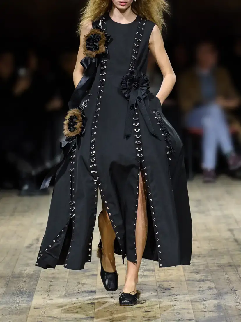 Simone Rocha Embellished Twill Midi Dress | Thumbnail 5 Simone Rocha Embellished Twill Midi Dress | Thumbnail 5