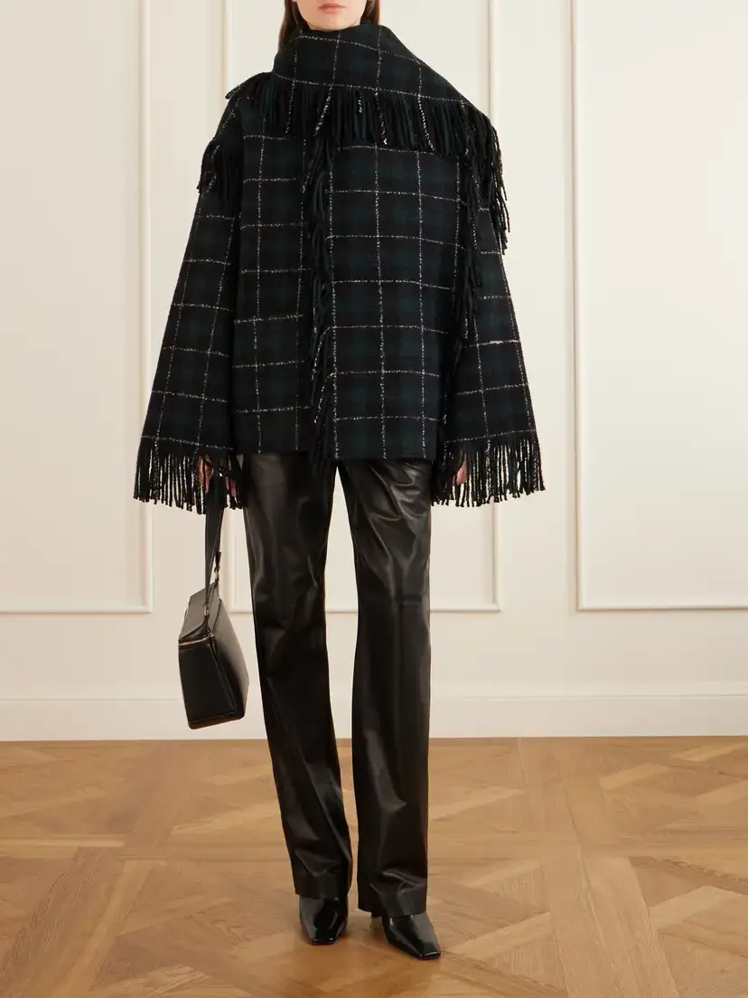 TOTEME Fringed Checked Wool-blend Jacket | Thumbnail 2