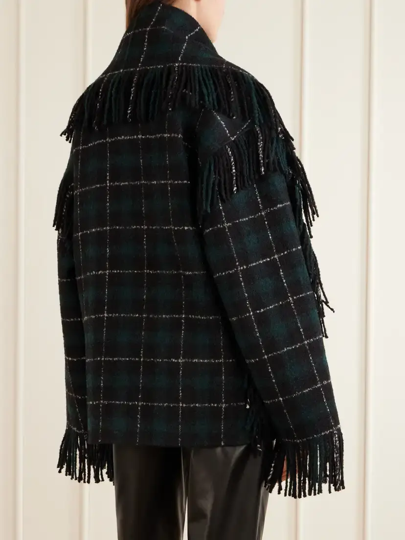 TOTEME Fringed Checked Wool-blend Jacket | Thumbnail 4