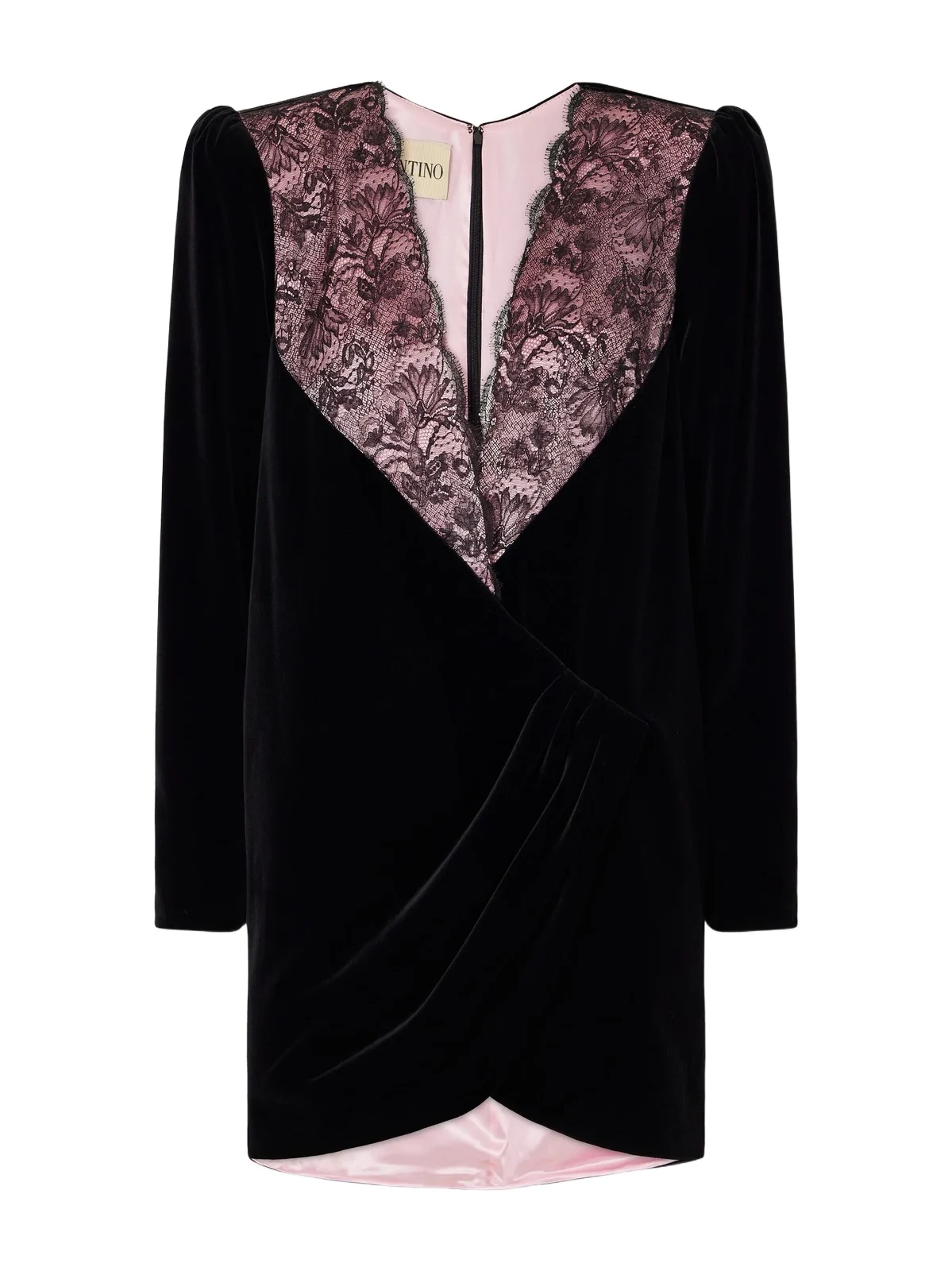 Lace-trimmed Cotton-velvet Mini Dress Lace-trimmed Cotton-velvet Mini Dress