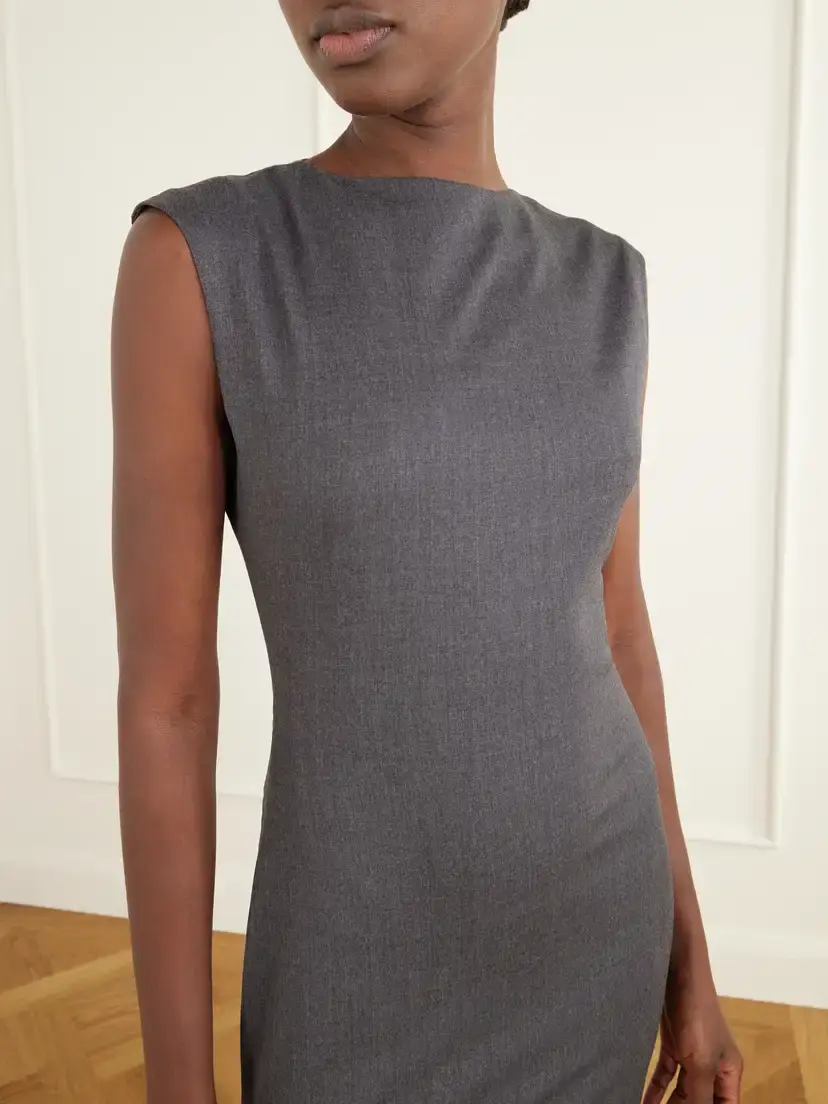 Jacquemus La Robe Alba Ruched-detail Drill Midi Dress | Thumbnail 4 Jacquemus La Robe Alba Ruched-detail Drill Midi Dress | Thumbnail 4