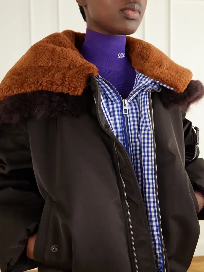 Loewe Shearling-trimmed Shell Bomber Jacket | Thumbnail 5 Loewe Shearling-trimmed Shell Bomber Jacket | Thumbnail 5