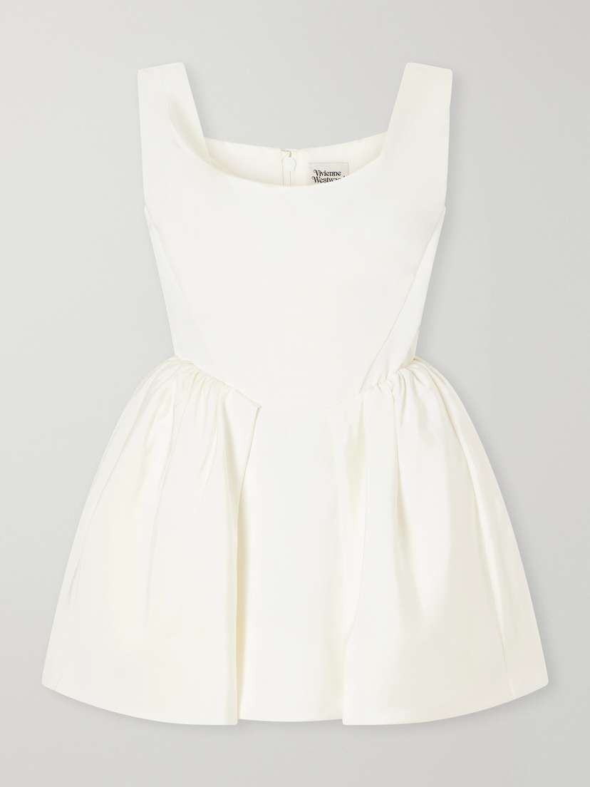 Vivienne Westwood Bagatelle Off-the-shoulder Gathered Duchess Silk-satin Mini Dress