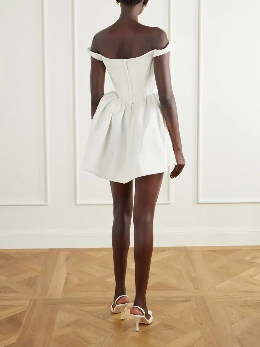 Vivienne Westwood Bagatelle Off-the-shoulder Gathered Duchess Silk-satin Mini Dress | Thumbnail 3 Vivienne Westwood Bagatelle Off-the-shoulder Gathered Duchess Silk-satin Mini Dress | Thumbnail 3