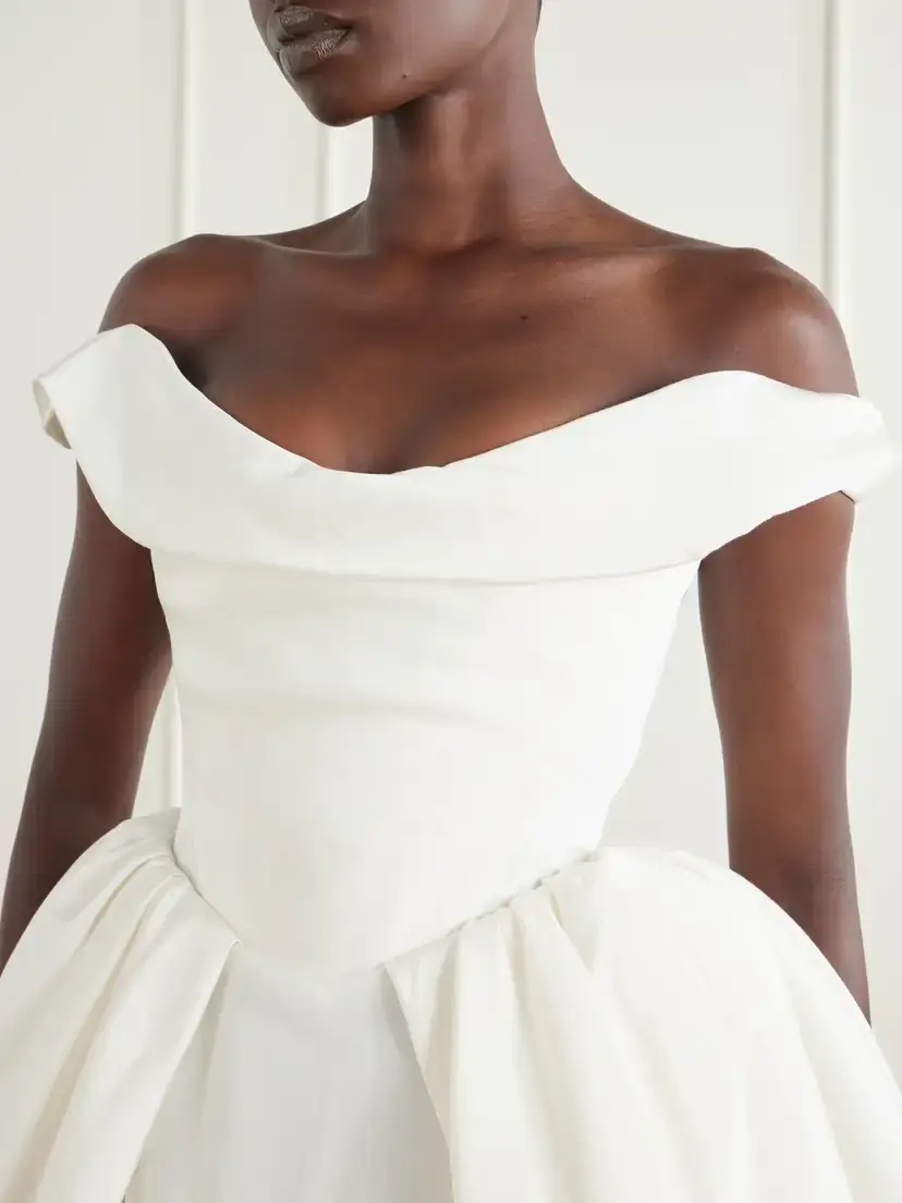 Vivienne Westwood Bagatelle Off-the-shoulder Gathered Duchess Silk-satin Mini Dress | Thumbnail 4 Vivienne Westwood Bagatelle Off-the-shoulder Gathered Duchess Silk-satin Mini Dress | Thumbnail 4