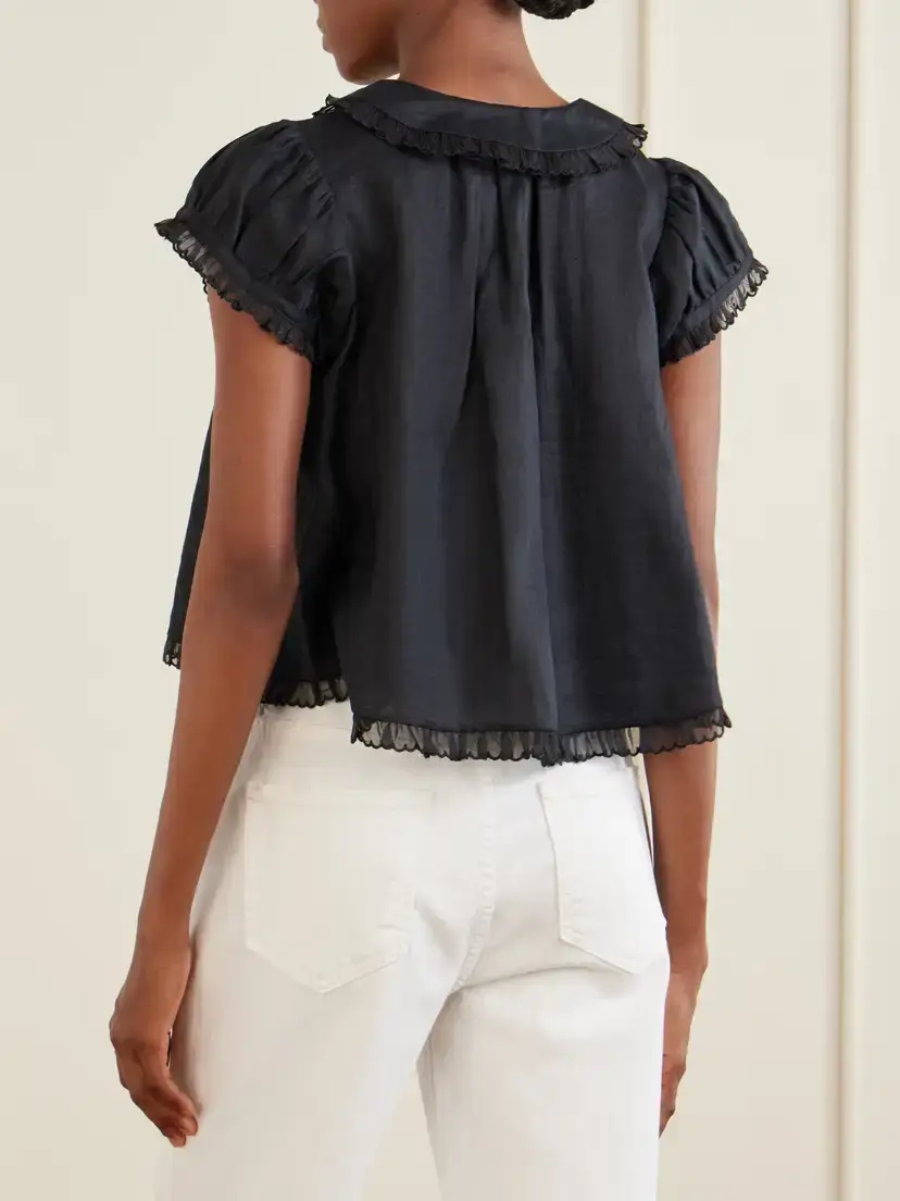 DÔEN Karina Ruffled Ramie Blouse | Thumbnail 3 DÔEN Karina Ruffled Ramie Blouse | Thumbnail 3