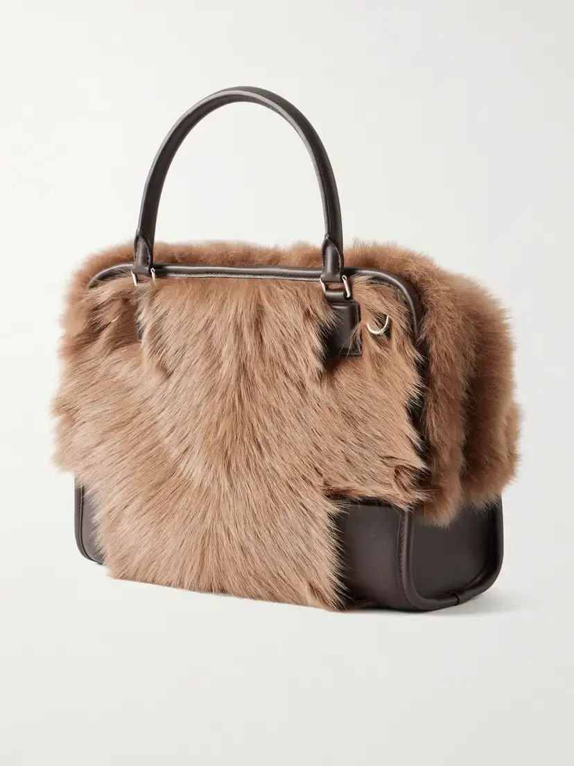 Loewe Amazona 180 Medium Shearling-trimmed Leather Shoulder Bag | Thumbnail 4 Loewe Amazona 180 Medium Shearling-trimmed Leather Shoulder Bag | Thumbnail 4