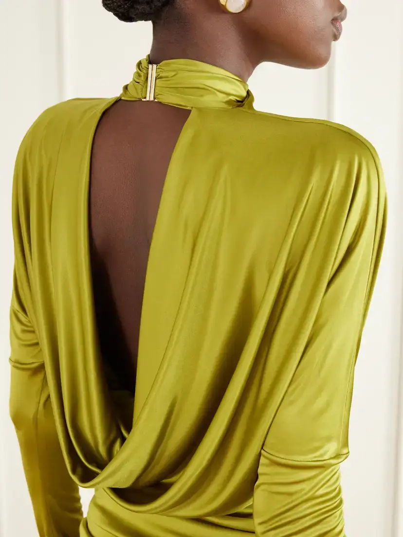 Balmain Open-back Draped Ruched-detail Satin Mini Dress | Thumbnail 4