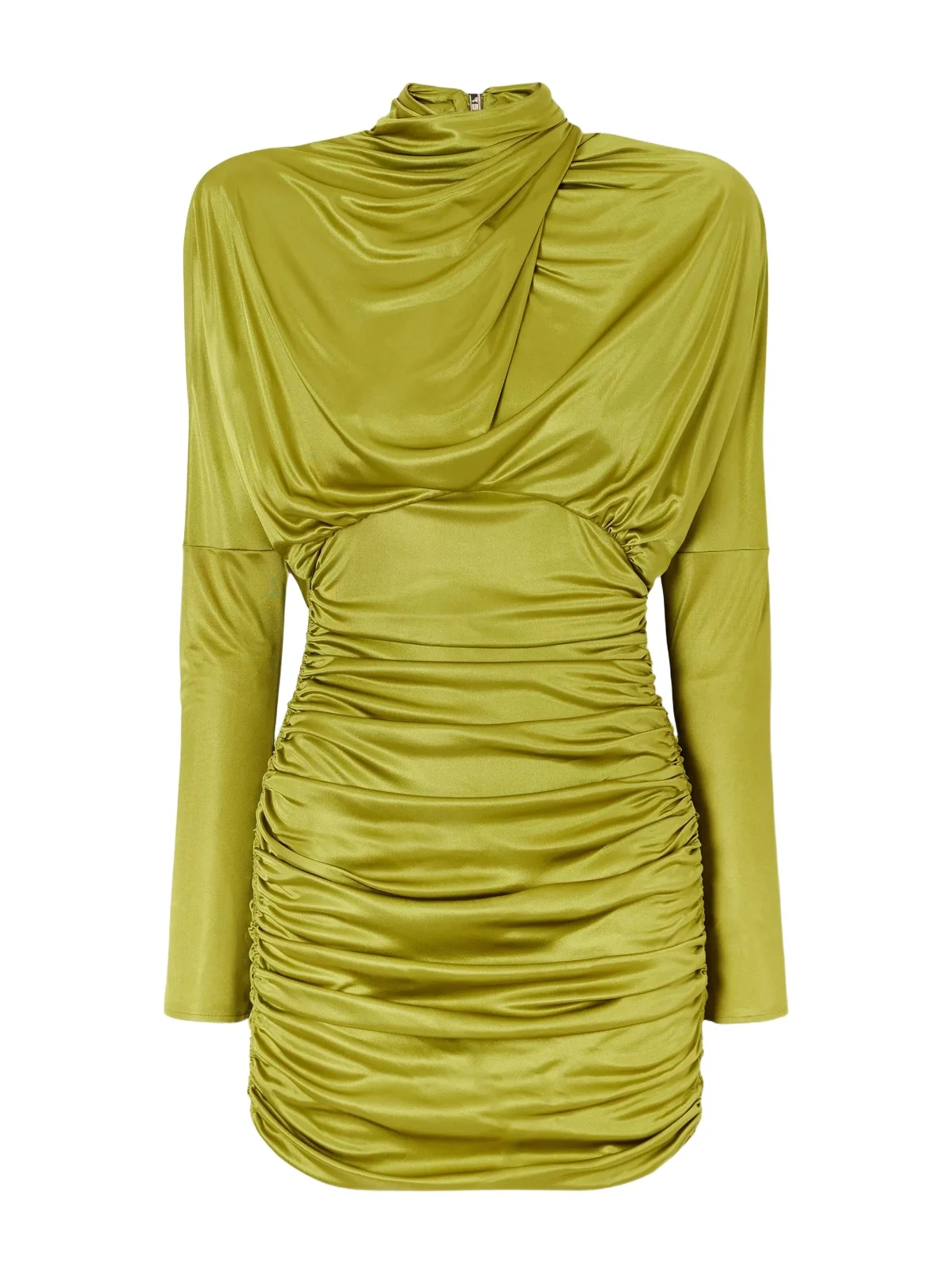 Balmain Open-back Draped Ruched-detail Satin Mini Dress