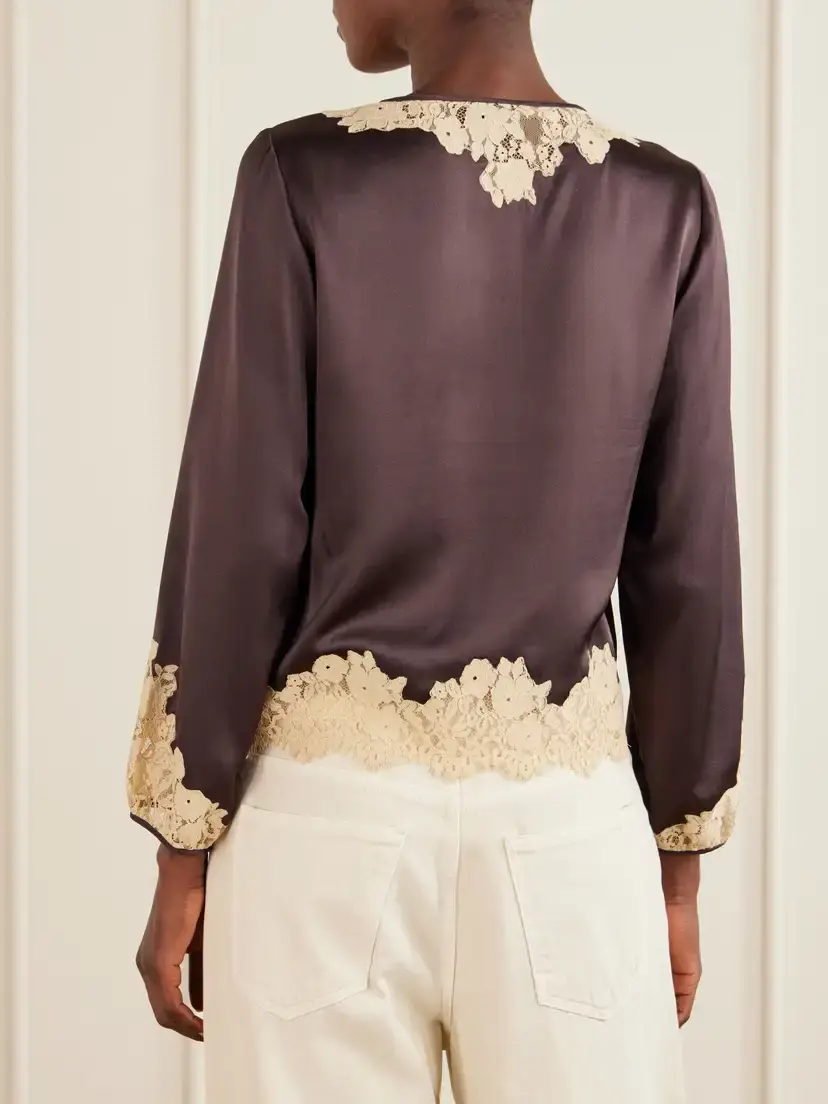 DÔEN Lucine Lace-trimmed Silk-satin Blouse | Thumbnail 3 DÔEN Lucine Lace-trimmed Silk-satin Blouse | Thumbnail 3