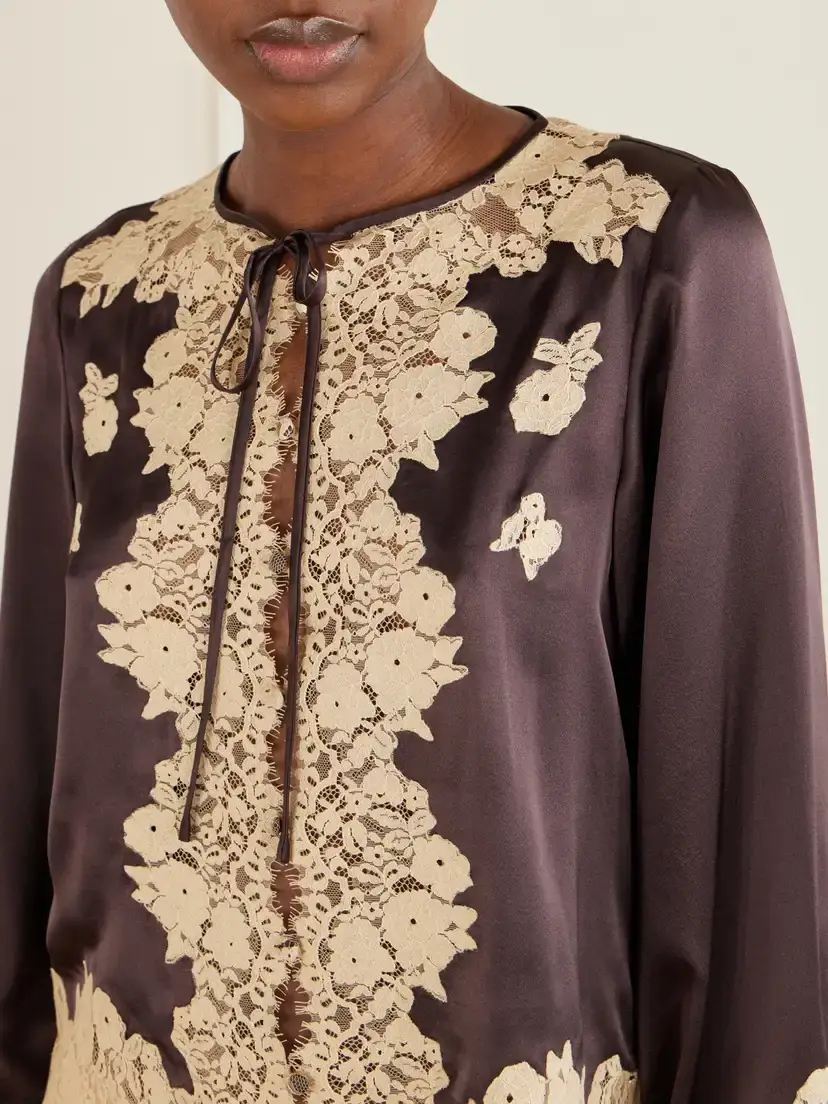 DÔEN Lucine Lace-trimmed Silk-satin Blouse | Thumbnail 4 DÔEN Lucine Lace-trimmed Silk-satin Blouse | Thumbnail 4