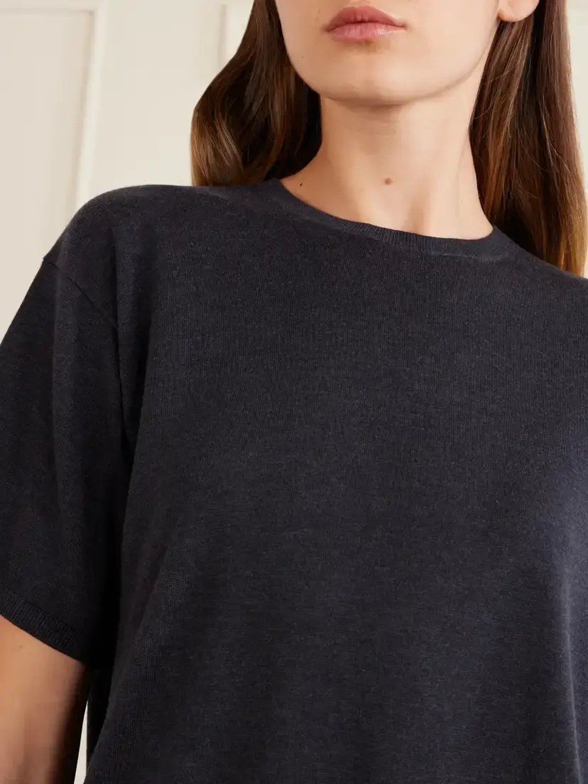 TOTEME Lyocell And Cashmere-blend T-shirt - Gray | Thumbnail 4