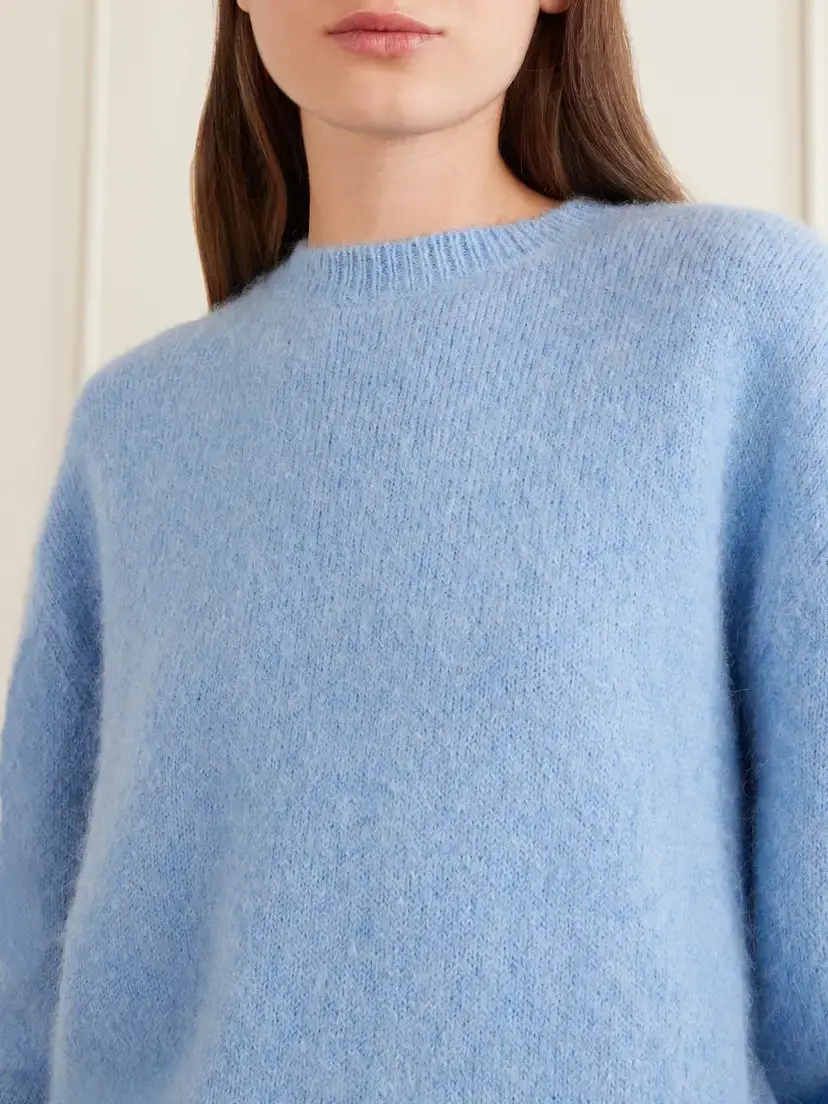 TOTEME Alpaca And Cotton-blend Sweater - Blue | Thumbnail 4 TOTEME Alpaca And Cotton-blend Sweater - Blue | Thumbnail 4