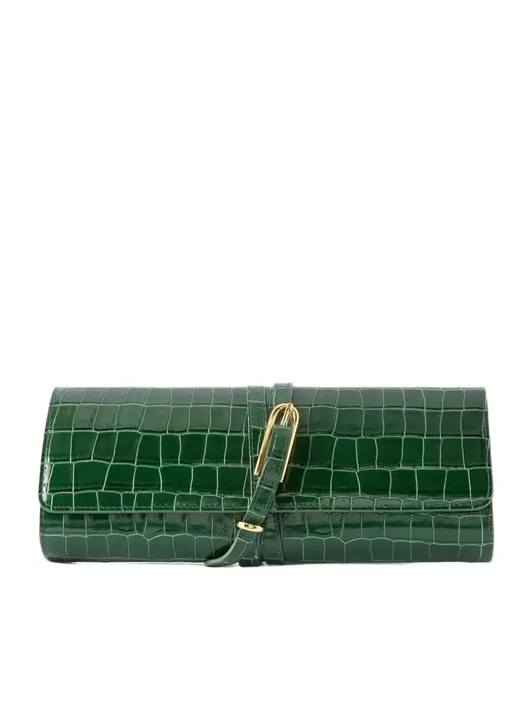 Liffner Belted Croc-effect Leather Clutch