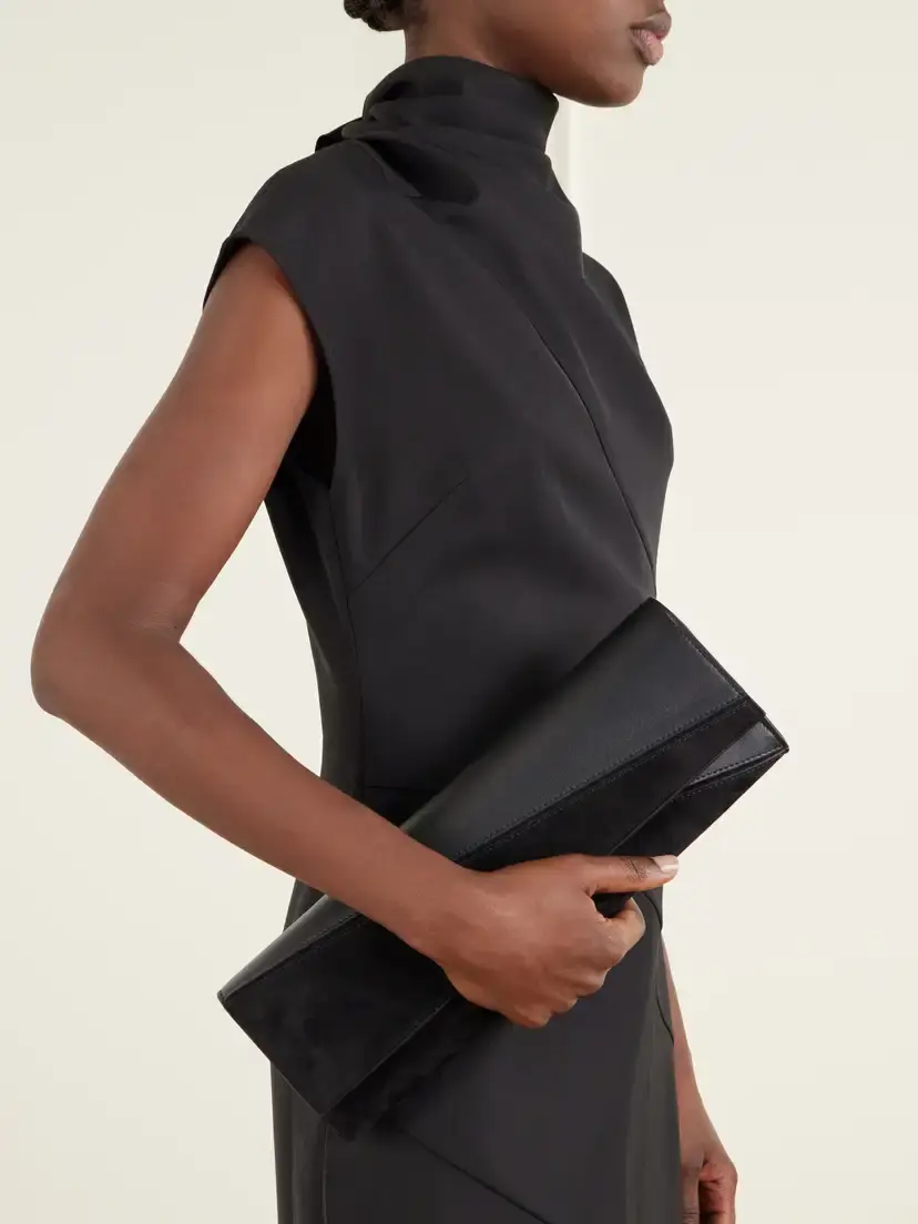 Proenza Schouler Hex Leather And Suede Clutch - Black | Thumbnail 2 Proenza Schouler Hex Leather And Suede Clutch - Black | Thumbnail 2