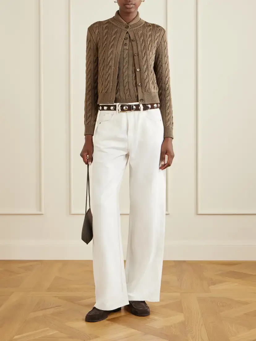 Ralph Lauren Collection Cable-knit Stretch-silk Cardigan | Thumbnail 2 Ralph Lauren Collection Cable-knit Stretch-silk Cardigan | Thumbnail 2
