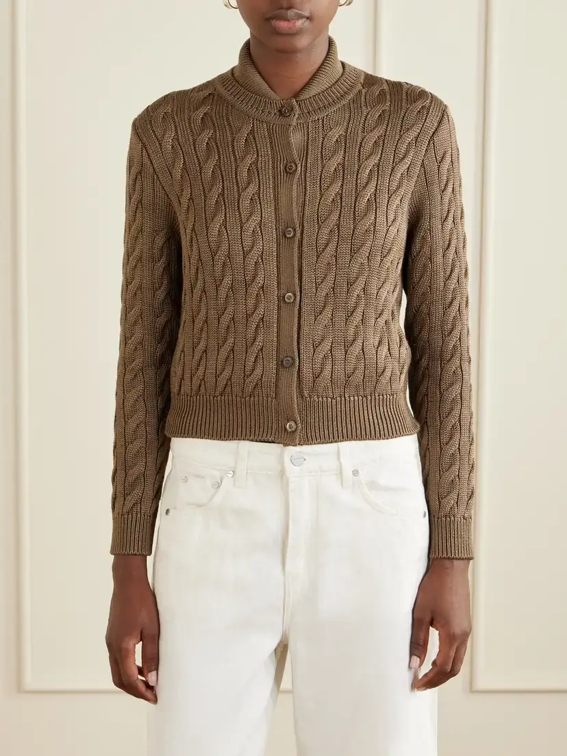 Ralph Lauren Collection Cable-knit Stretch-silk Cardigan | Thumbnail 3 Ralph Lauren Collection Cable-knit Stretch-silk Cardigan | Thumbnail 3
