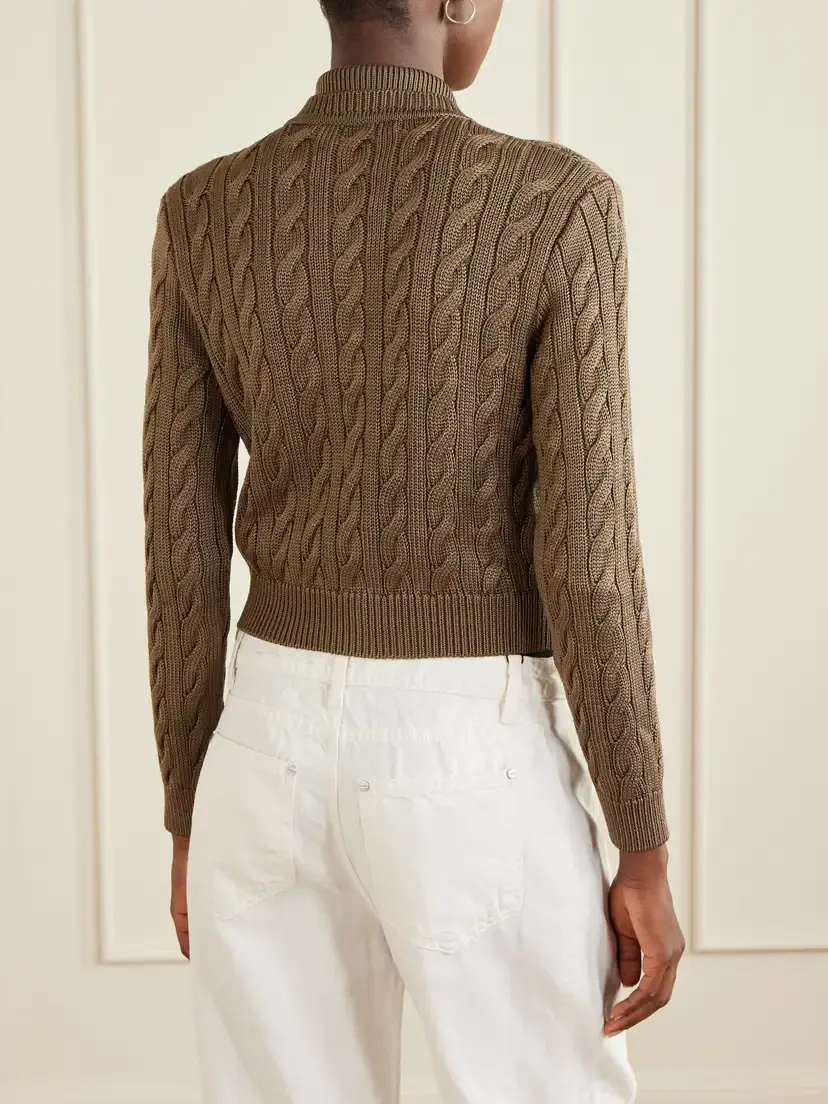 Ralph Lauren Collection Cable-knit Stretch-silk Cardigan | Thumbnail 4 Ralph Lauren Collection Cable-knit Stretch-silk Cardigan | Thumbnail 4