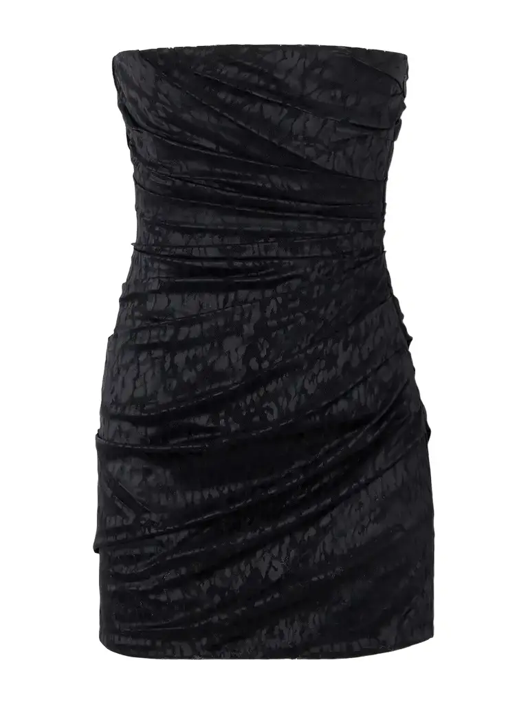 Alex Perry Gathered Leopard-print Lace Bustier Mini Dress