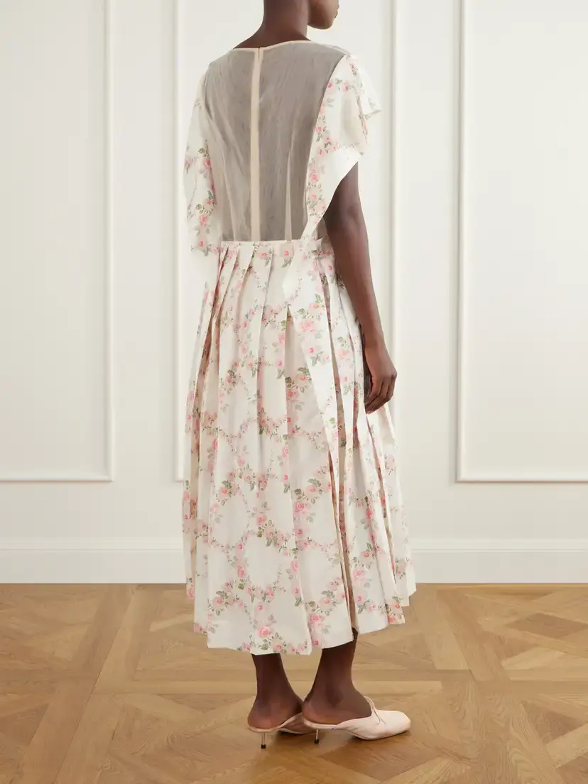 Simone Rocha Bead-embellished Pleated Floral-printed Taffeta Midi Dress | Thumbnail 3 Simone Rocha Bead-embellished Pleated Floral-printed Taffeta Midi Dress | Thumbnail 3