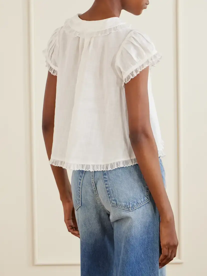 DÔEN Karina Ruffled Ramie Blouse | Thumbnail 3 DÔEN Karina Ruffled Ramie Blouse | Thumbnail 3
