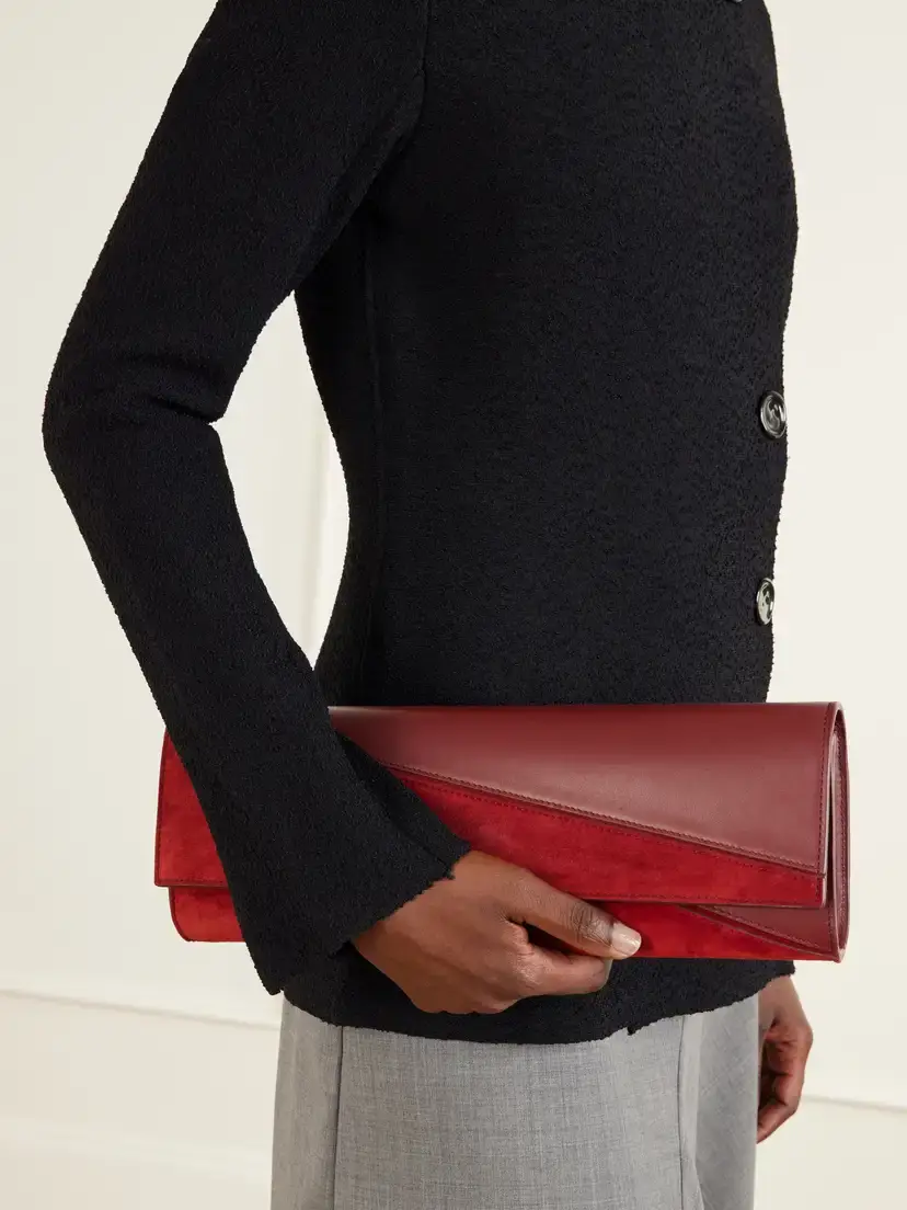 Proenza Schouler Hex Leather And Suede Clutch - Red | Thumbnail 2 Proenza Schouler Hex Leather And Suede Clutch - Red | Thumbnail 2