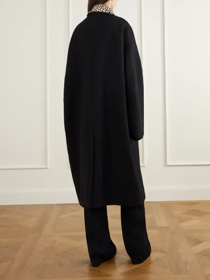 RÓHE Cheetah Calf Hair-trimmed Virgin Wool Twill Coat | Thumbnail 3