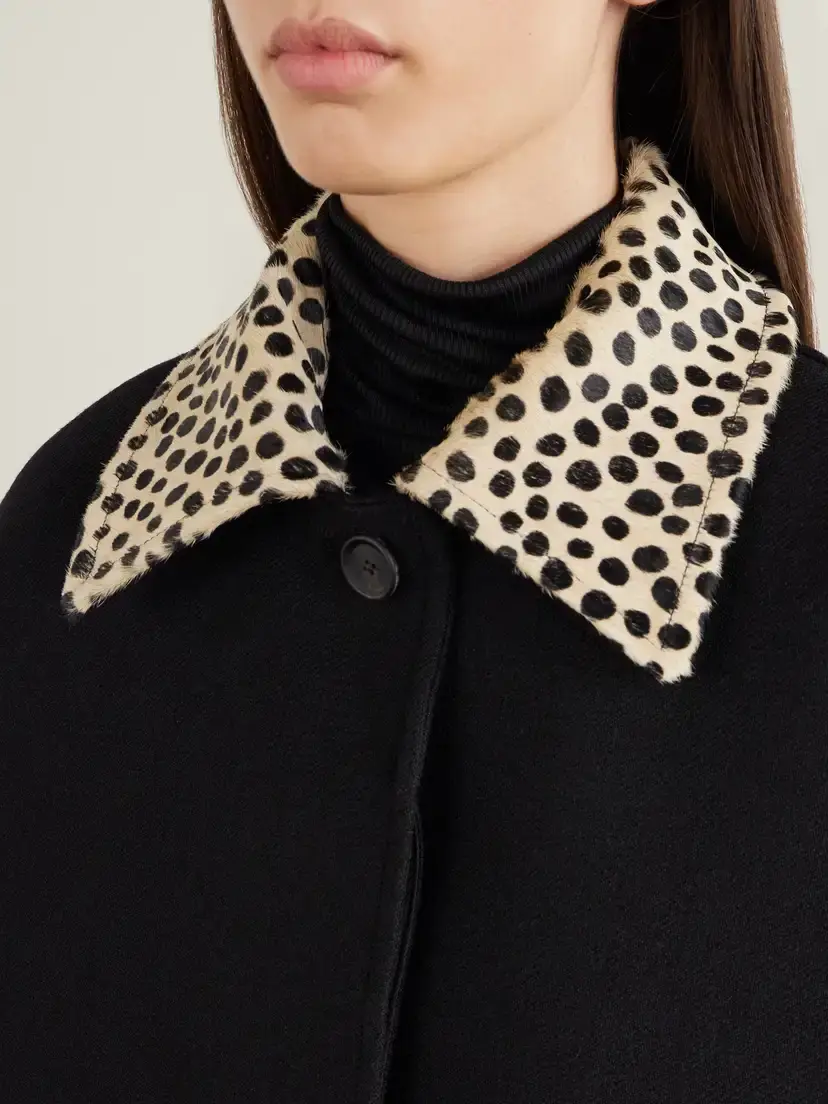 RÓHE Cheetah Calf Hair-trimmed Virgin Wool Twill Coat | Thumbnail 4