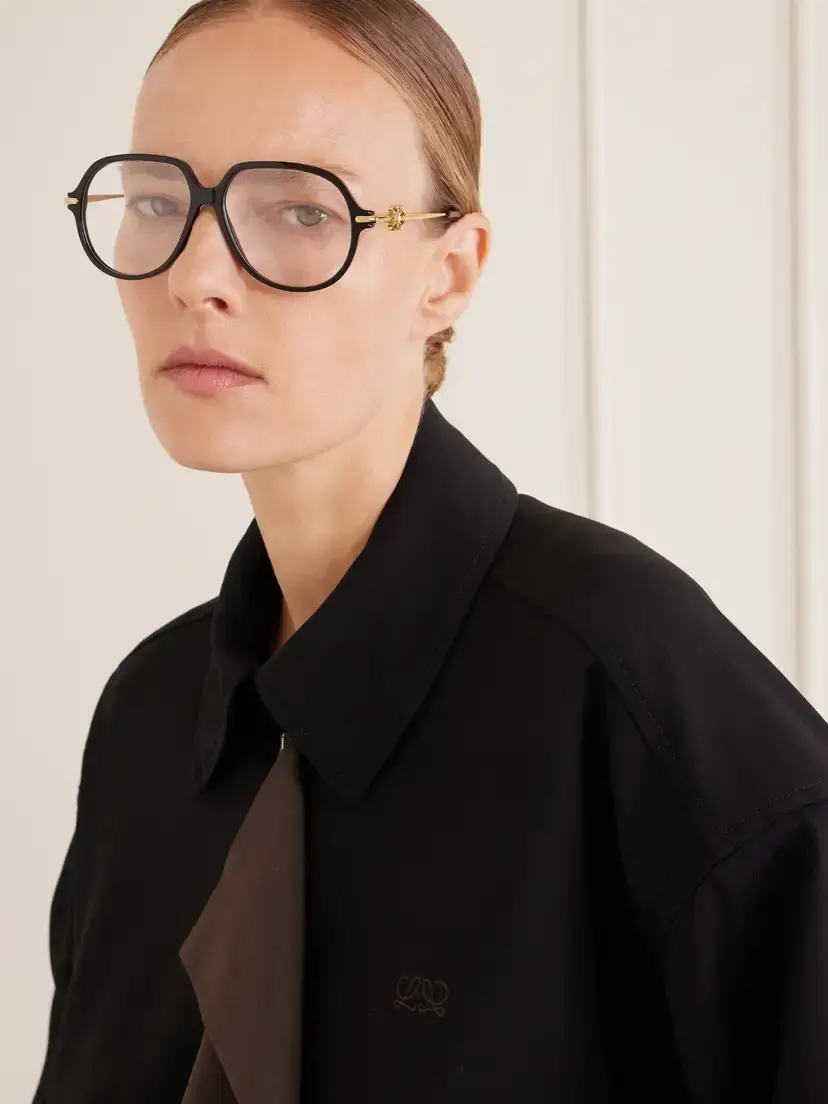 Loewe Anagram Pilot Round-frame Gold-tone Acetate Glasses | Thumbnail 2 Loewe Anagram Pilot Round-frame Gold-tone Acetate Glasses | Thumbnail 2