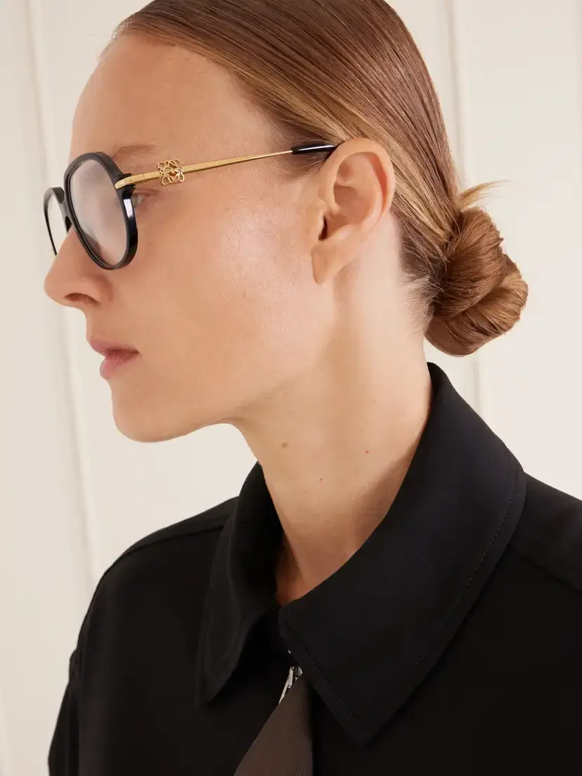 Loewe Anagram Pilot Round-frame Gold-tone Acetate Glasses | Thumbnail 5 Loewe Anagram Pilot Round-frame Gold-tone Acetate Glasses | Thumbnail 5