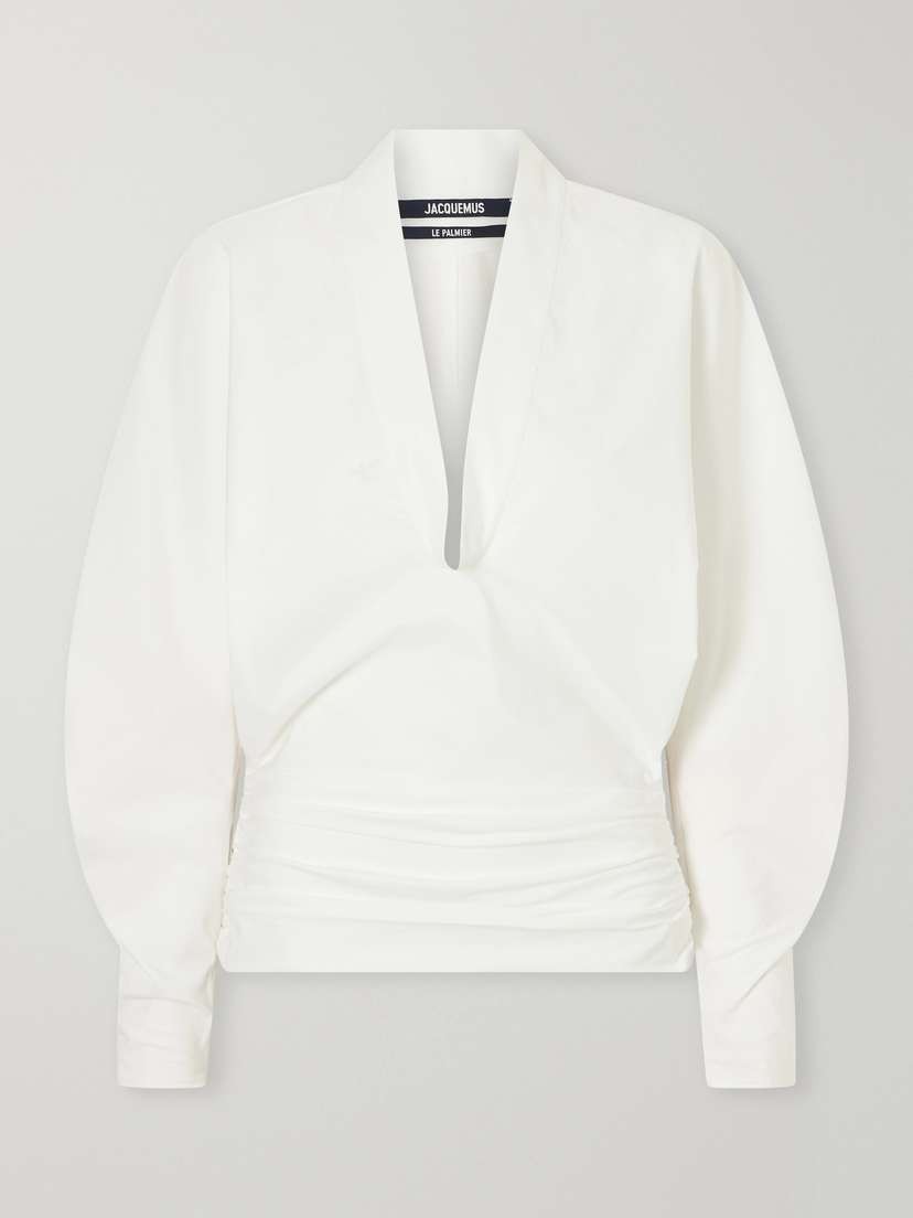 La Blouse Colombe Ruched-detail Cotton-poplin Blouse La Blouse Colombe Ruched-detail Cotton-poplin Blouse