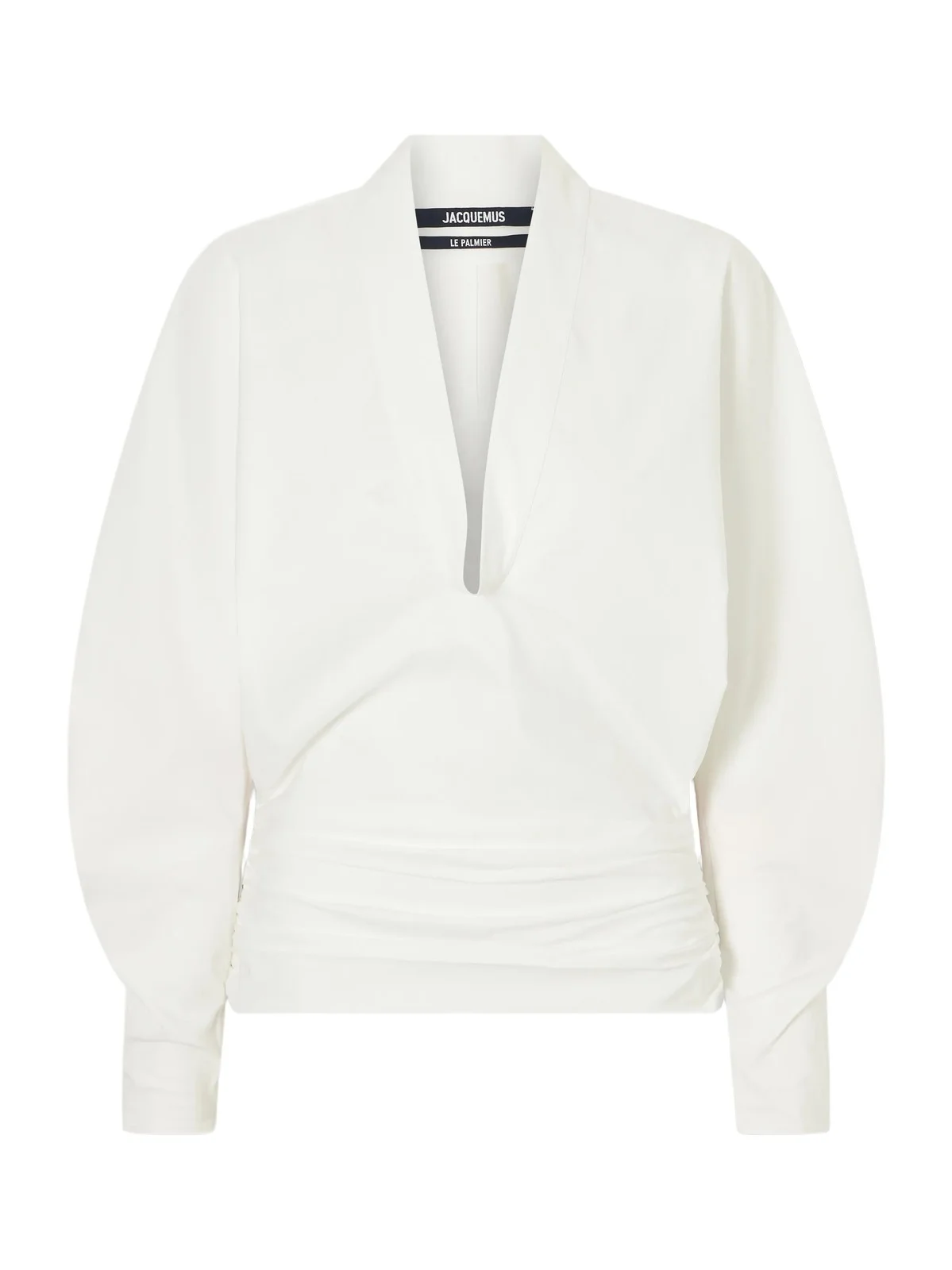 Jacquemus La Blouse Colombe Ruched-detail Cotton-poplin Blouse
