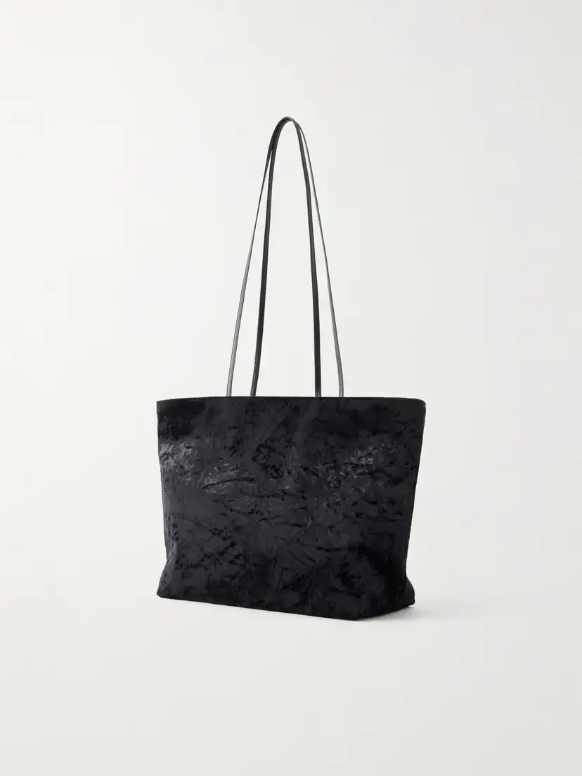 Valesque Spaghetti Leather-trimmed Crushed-velvet Shoulder Bag | Thumbnail 4