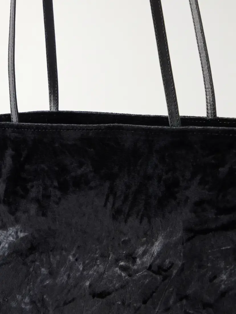 Valesque Spaghetti Leather-trimmed Crushed-velvet Shoulder Bag | Thumbnail 5
