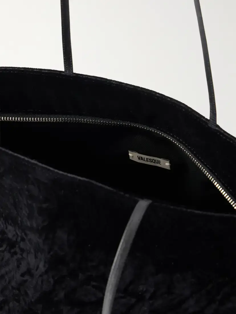 Valesque Spaghetti Leather-trimmed Crushed-velvet Shoulder Bag | Thumbnail 6