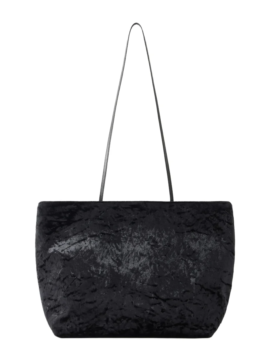 Spaghetti Leather-trimmed Crushed-velvet Shoulder Bag Spaghetti Leather-trimmed Crushed-velvet Shoulder Bag