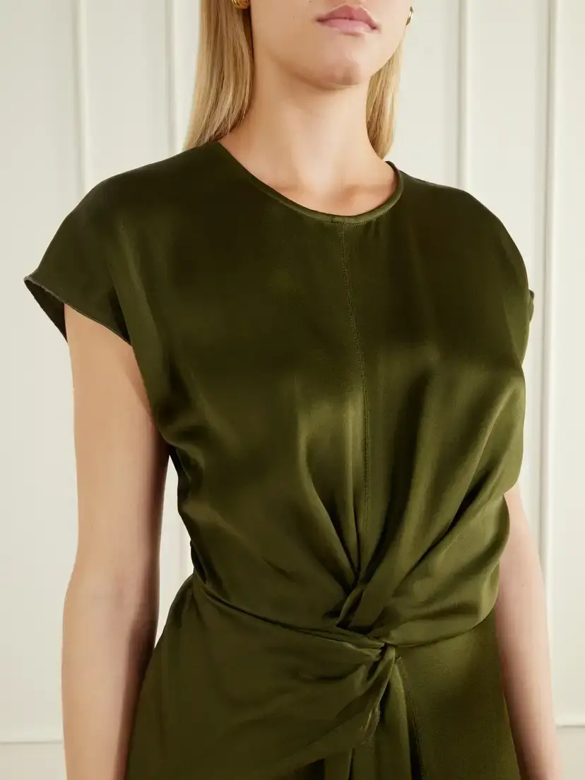 Victoria Beckham Aria Draped Asymmetric Satin Midi Dress | Thumbnail 4