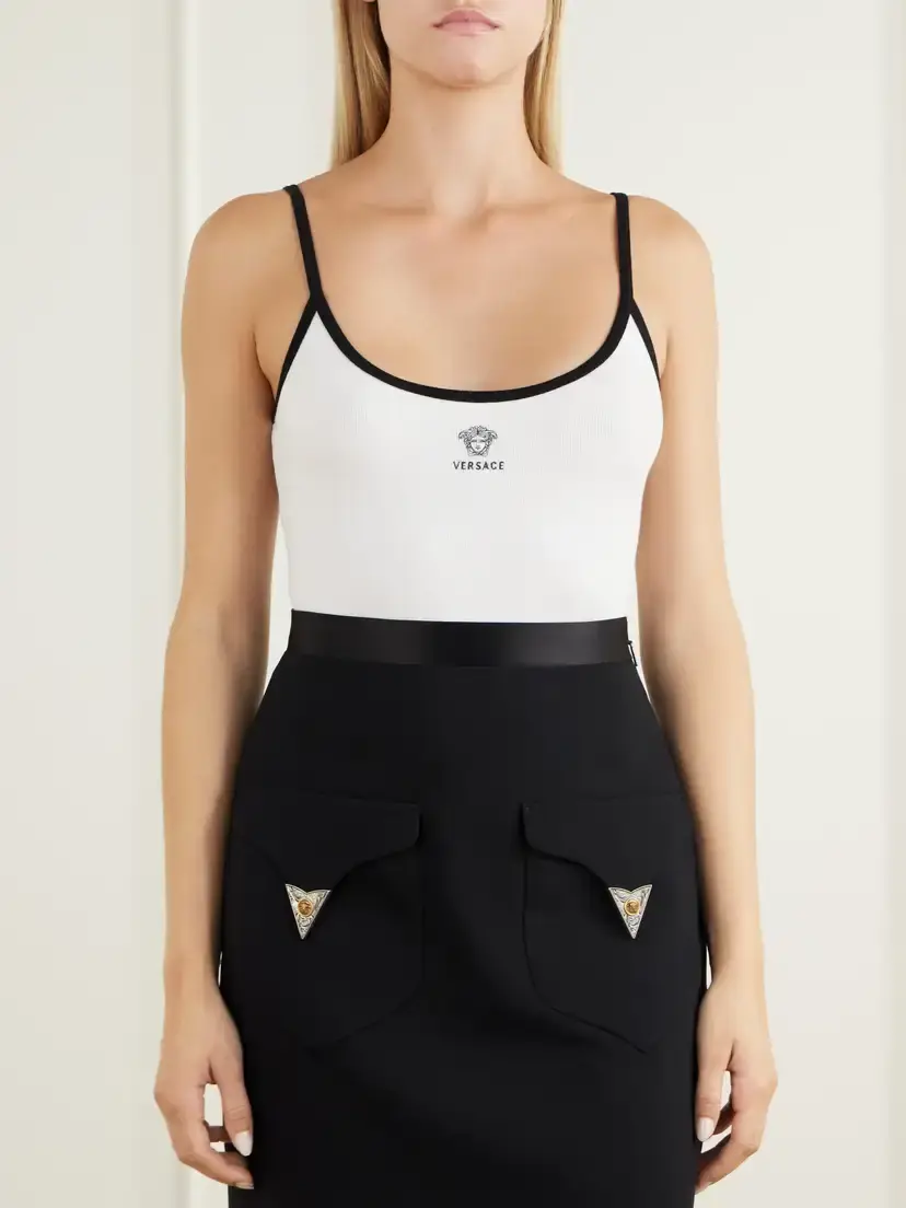 Versace Logo-embroidered Ribbed Cotton Bodysuit | Thumbnail 3