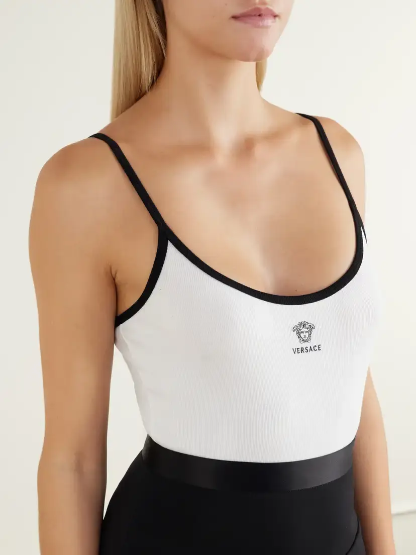 Versace Logo-embroidered Ribbed Cotton Bodysuit | Thumbnail 5