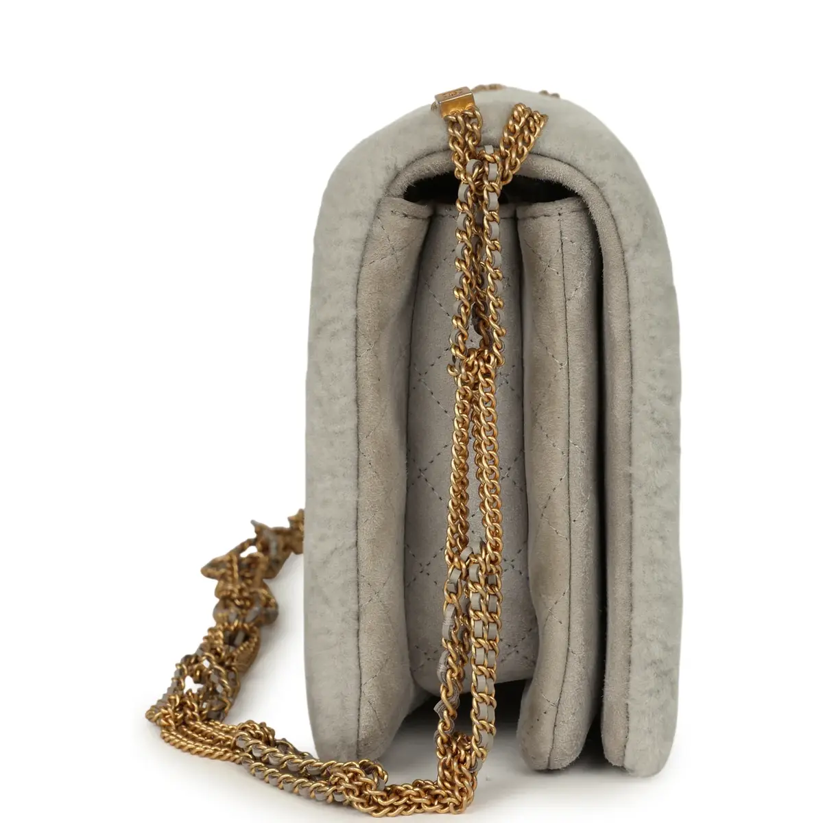 Chanel Chanel Medium Flap Bag Grey Shearling Antique Gold Hardware | Thumbnail 3