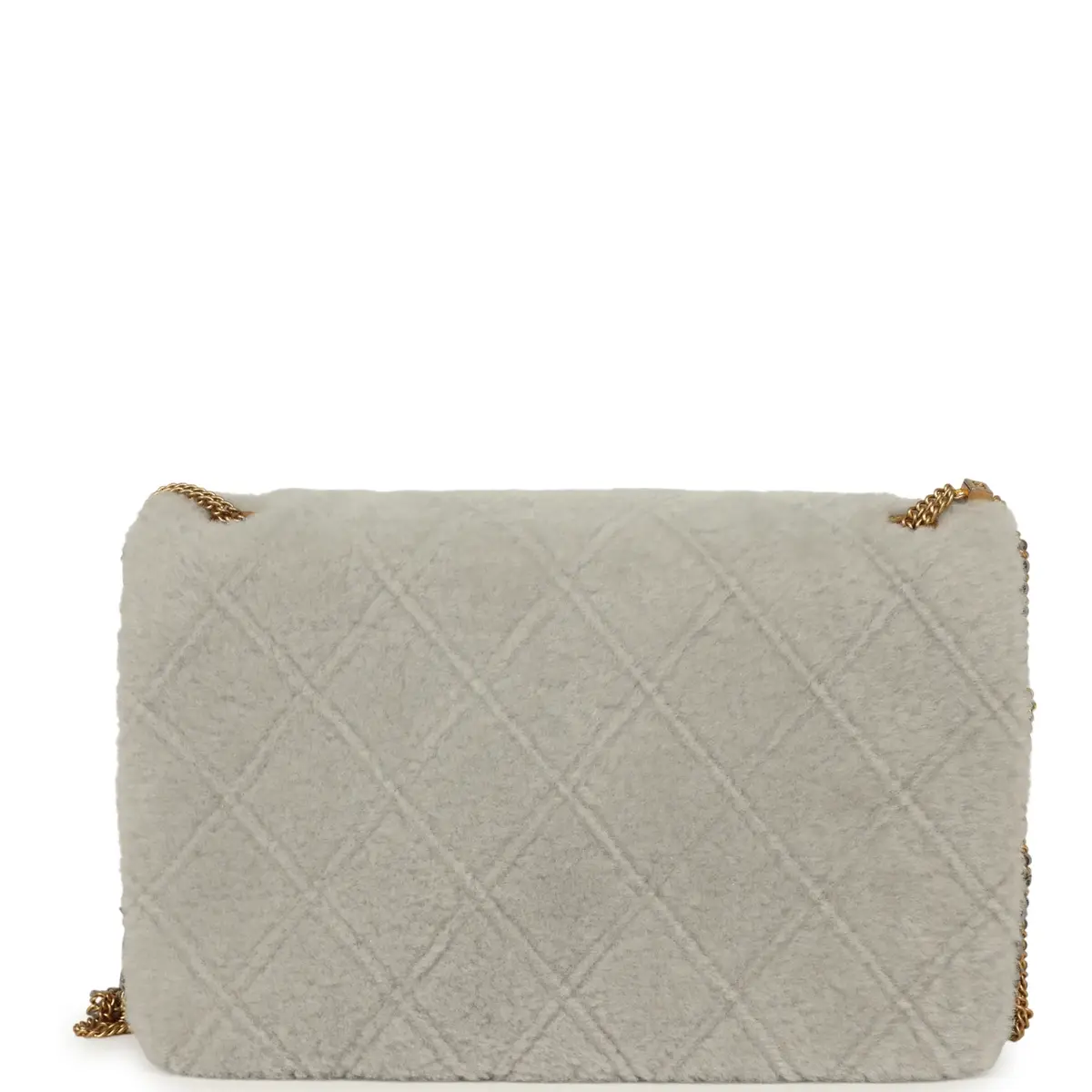 Chanel Chanel Medium Flap Bag Grey Shearling Antique Gold Hardware | Thumbnail 4