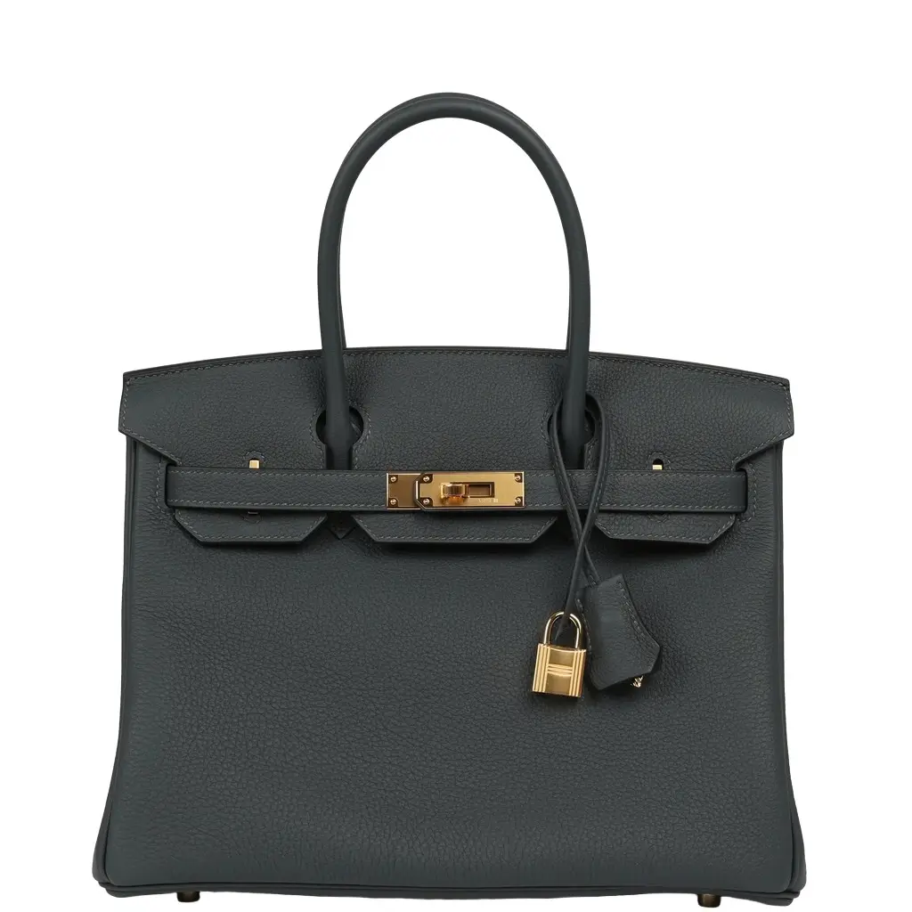 HERMÈS Hermes Birkin 30 Gris Misty Togo Gold Hardware