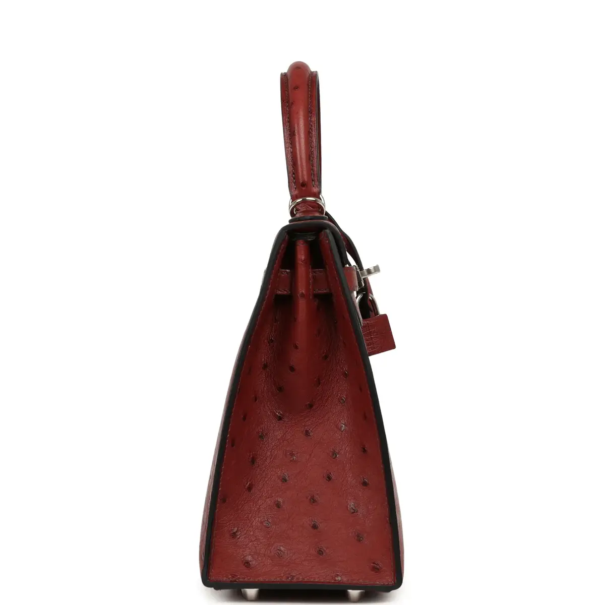 HERMÈS Hermes Kelly Sellier 25 Rouge H Ostrich Palladium Hardware | Thumbnail 3