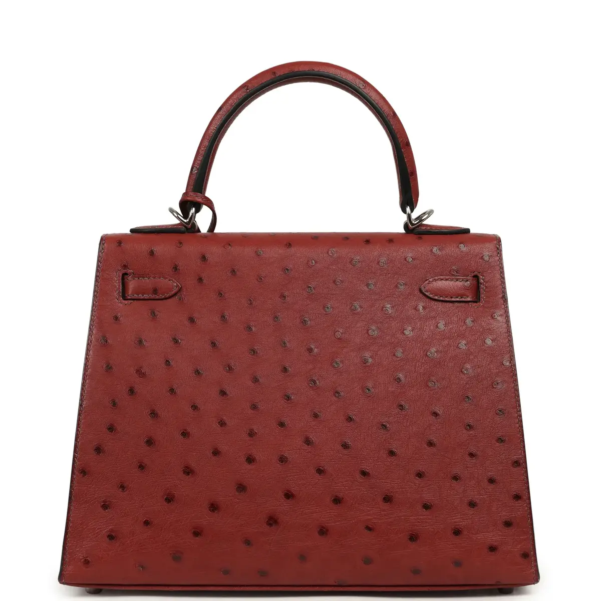 HERMÈS Hermes Kelly Sellier 25 Rouge H Ostrich Palladium Hardware | Thumbnail 4