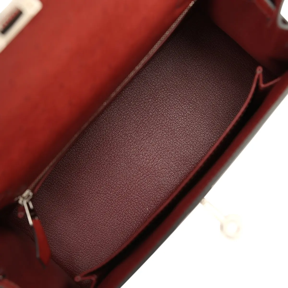 HERMÈS Hermes Kelly Sellier 25 Rouge H Ostrich Palladium Hardware | Thumbnail 8